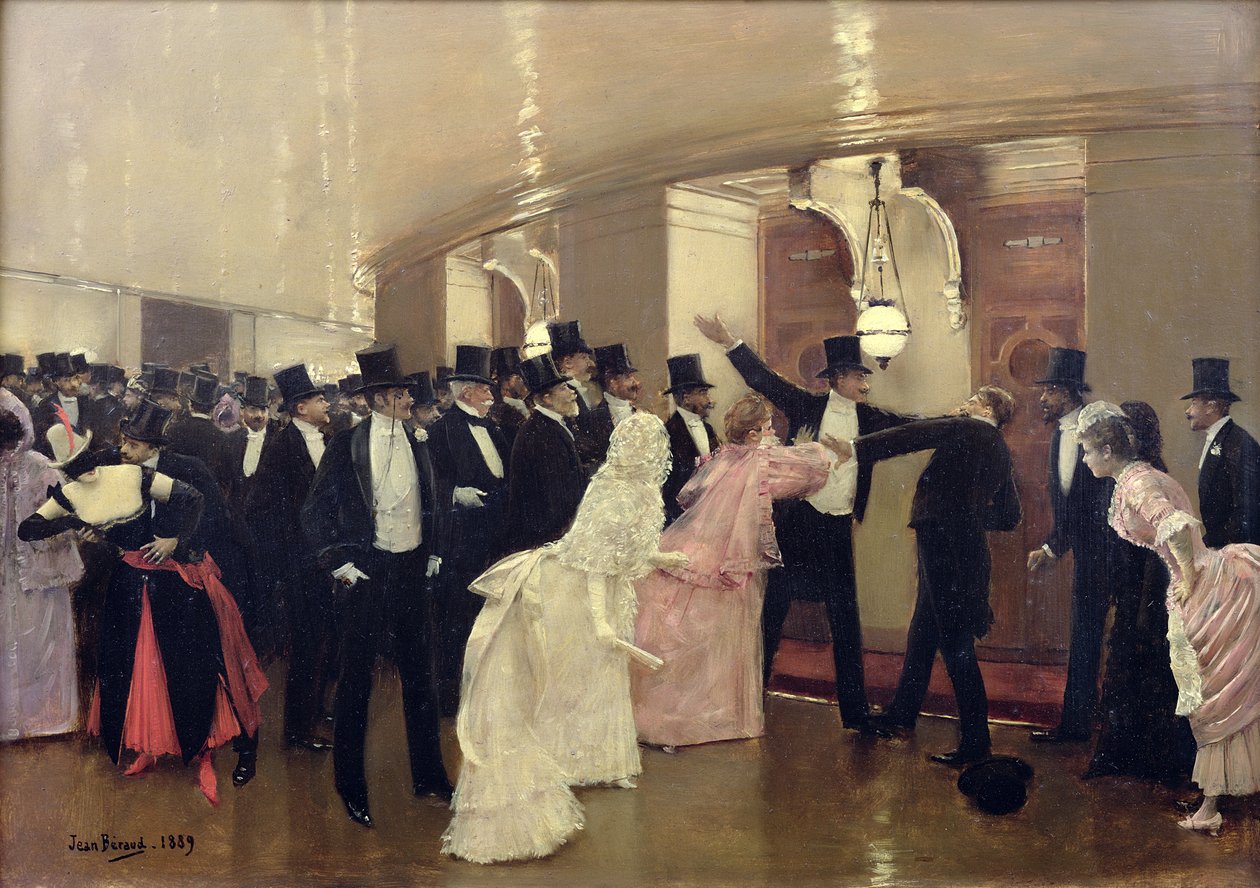 Hádka v chodbách opery, 1889 od Jean Beraud