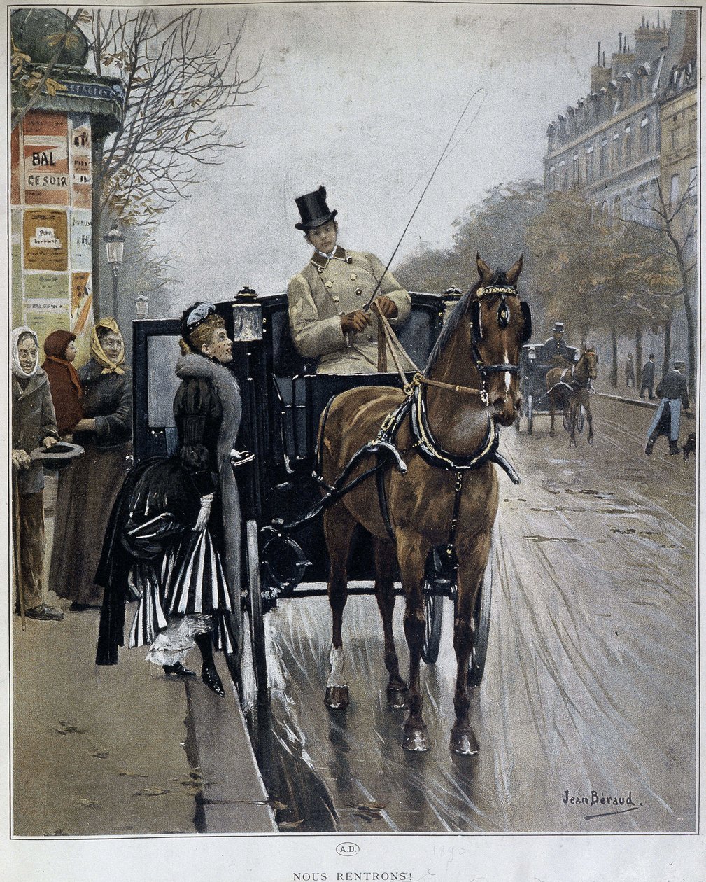 Elegantní žena v kočáru v Paříži: „My navrátilci“ - ilustrace Jean BERAUD (1849 - 1935), konec 19. století. od Jean Beraud