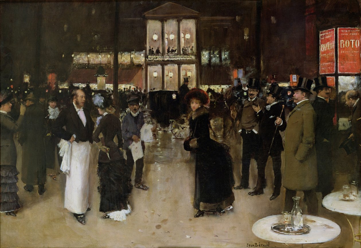 Boulevard Montmartre v noci, před Théâtre des Variétés, cca 1885. od Jean Beraud