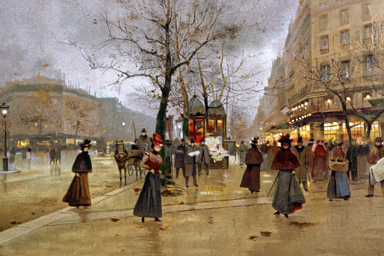 Paříž, velké bulváry, asi 1890 (malba) od Jean Beraud