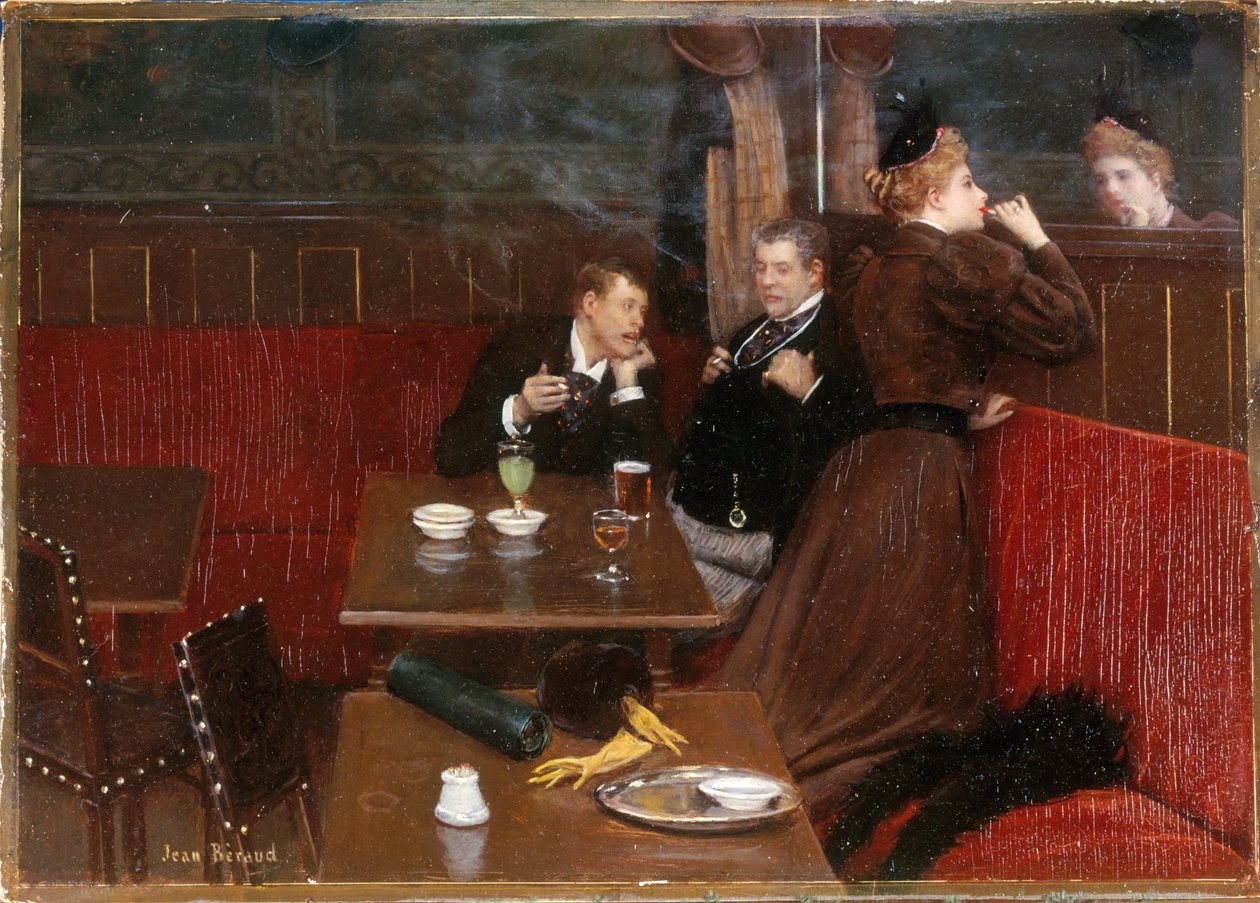 Tři postavy v kavárně, asi 1890 (olej na plátně) od Jean Beraud