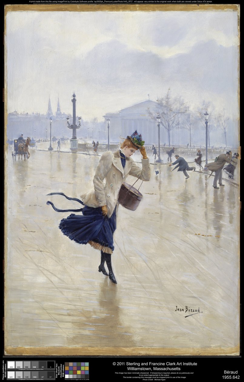 Větrný den, Place de la Concorde, kolem roku 1890 od Jean Beraud