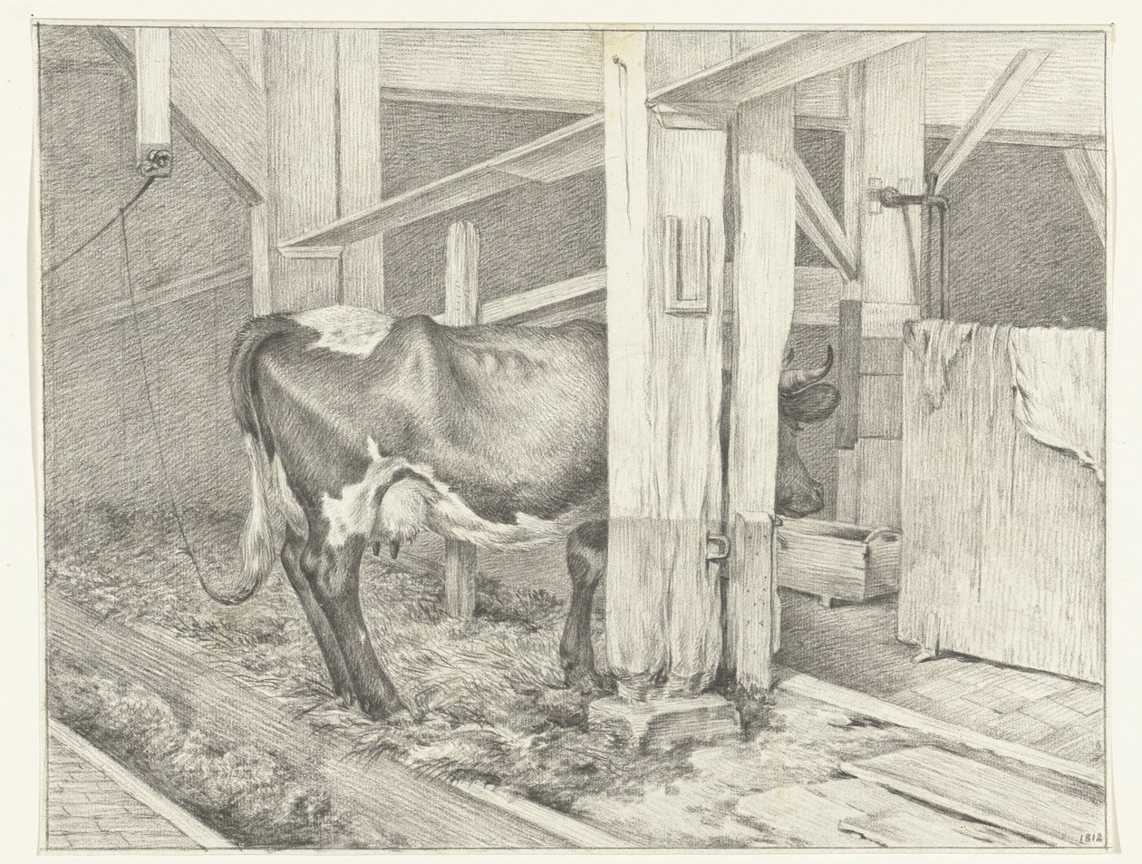 Stojící kráva ve stáji, vpravo od Jean Bernard