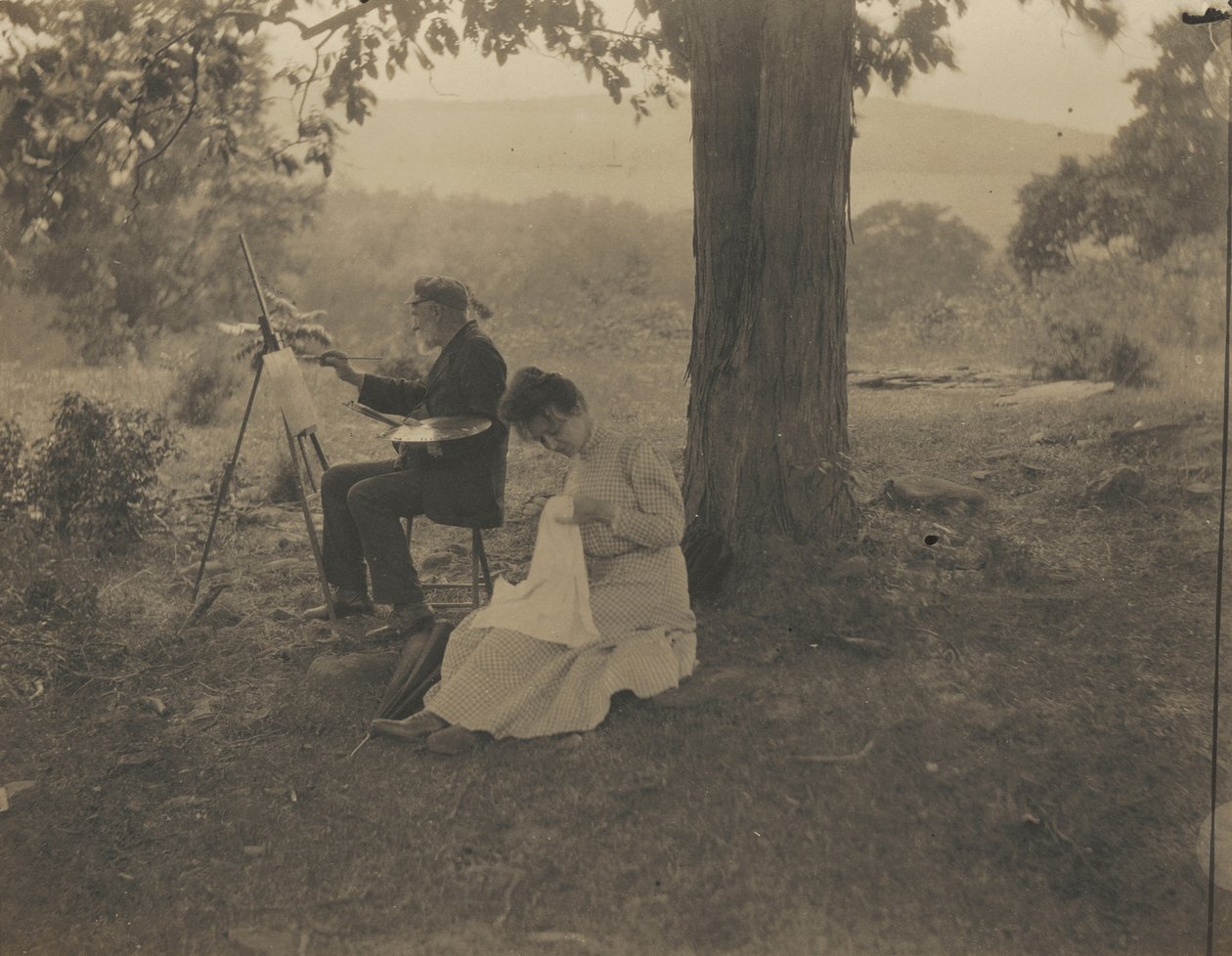 Žena šije, muž maluje, 1900 (foto) od Jean Bernard