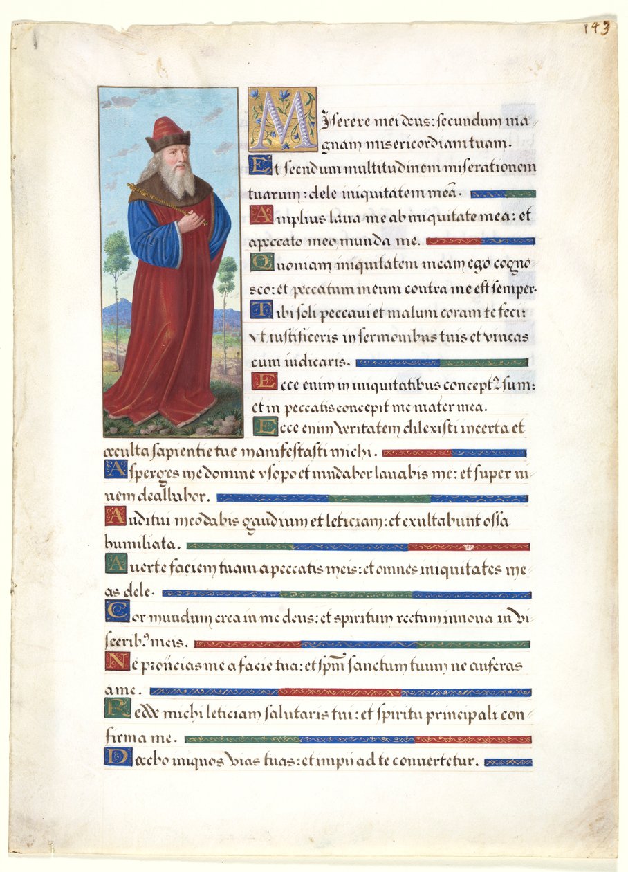 List z knihy hodin: Král David, c. 1500. od Jean Bourdichon