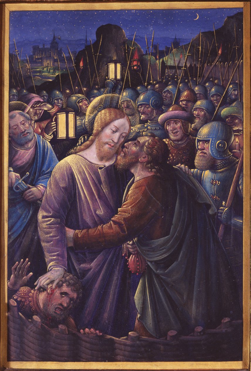 Jidášův polibek, konec 15. století (vellum) od Jean Bourdichon