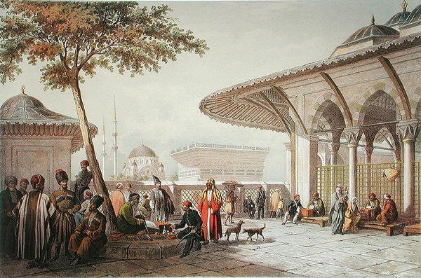 Interiér nádvoří mešity Top-Hani, ilustrace z 