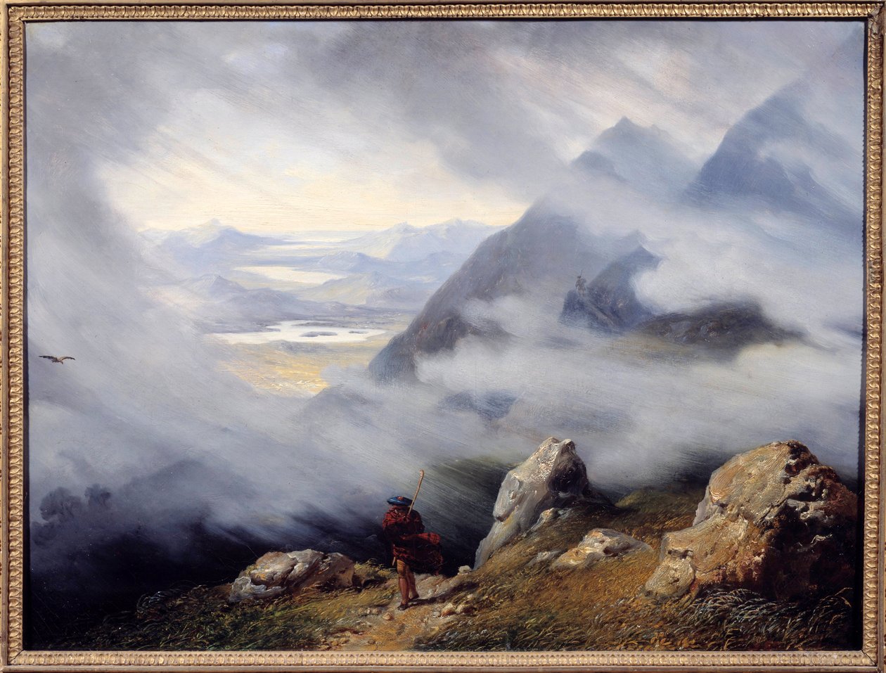 Krajina Skotska Malba Jean Bruno Gassies (1786-1832) 1826 Sun. 0,6x0,79 m Autun, Musee Rolin - skotská krajina. Obraz Jean Bruno Gaspies (1786-1832) od Jean Bruno Gassies