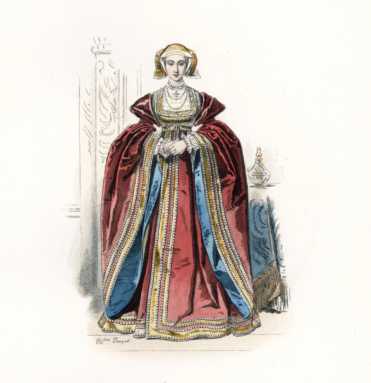 Anna Cleves, manželka anglického krále Jindřicha VIII., po Hansi Holbeinovi od Jean Charles (1800 79) Pauquet