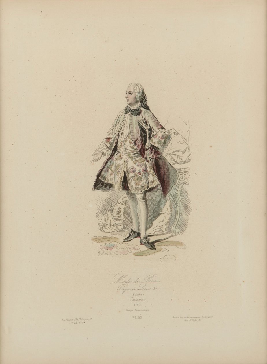 Pařížská móda: Vláda Ludvíka XV. (ručně kolorovaná rytina) od Jean Charles (1800 79) Pauquet