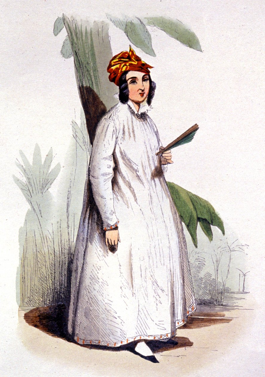 Kreolská žena, Francouzské Antily, asi 1850 (rytina) od Jean Charles (1800 79) Pauquet