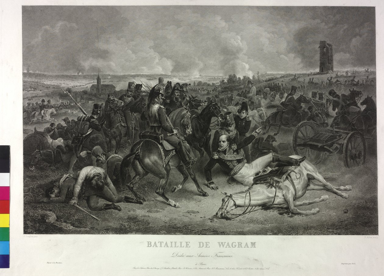 V bitvě u Wagramu 5. a 6. července 1809 (mědirytina) od Jean Charles (after) Langlois