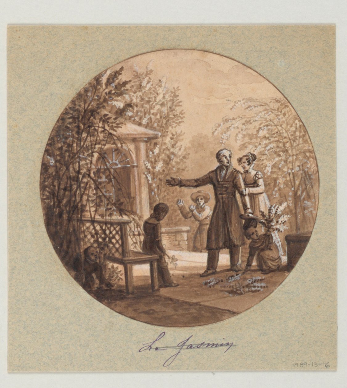Návrh pro malovaný porcelánový talíř, Le Jasmin (Jasmín) ze služby Service de la Culture des Fleurs (Služba pěstování květin) od Jean Charles Develly