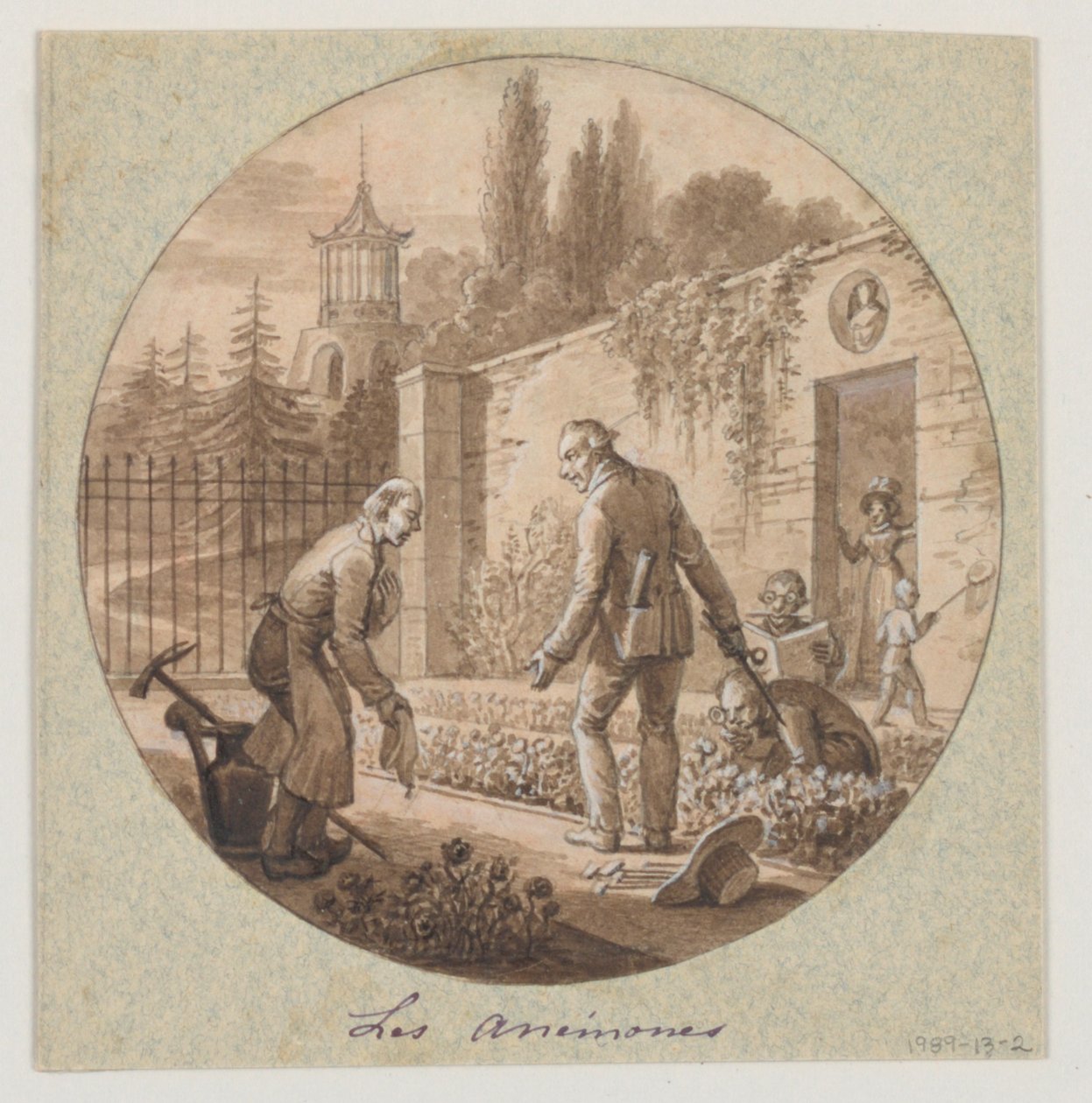 Návrh pro malovaný porcelánový talíř, Les Anémones (Anemones) pro Service de la Culture des Fleurs (Služba pěstování květin) od Jean Charles Develly