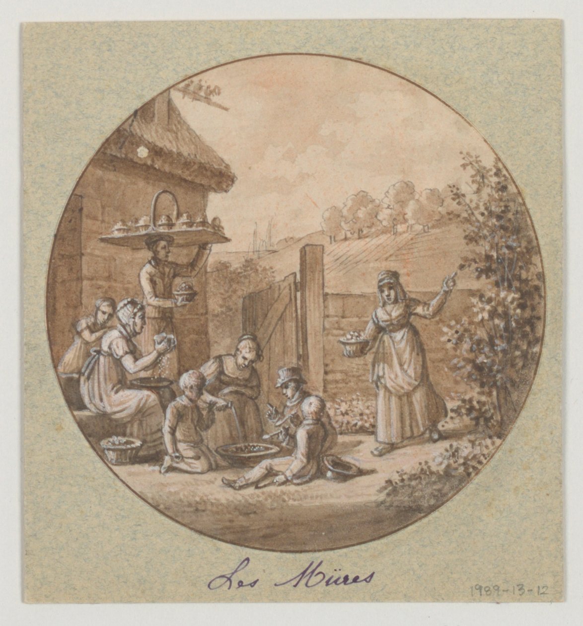 Design pro malovaný porcelánový talíř, Les Müres (moruše) od Service des Objets de Dessert (Dezertní služba) od Jean Charles Develly