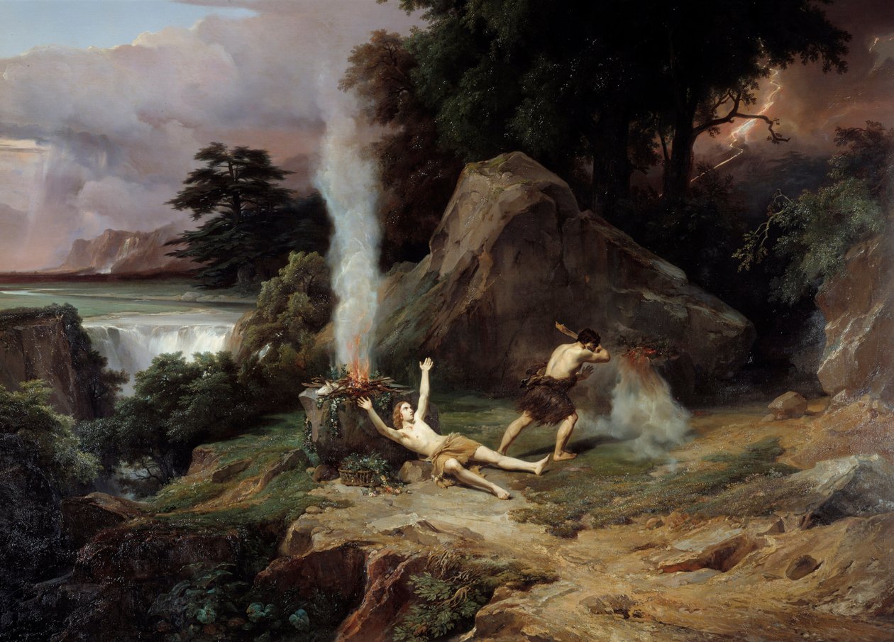 Smrt Ábela Kaina, žárlivý, zabije jeho bratra Abela. Obraz Jeana Charlese Remonda (1795-1875) 1838 Ne. 2,65x3,98 m Montpellier musee Fabre od Jean Charles Joseph Rémond