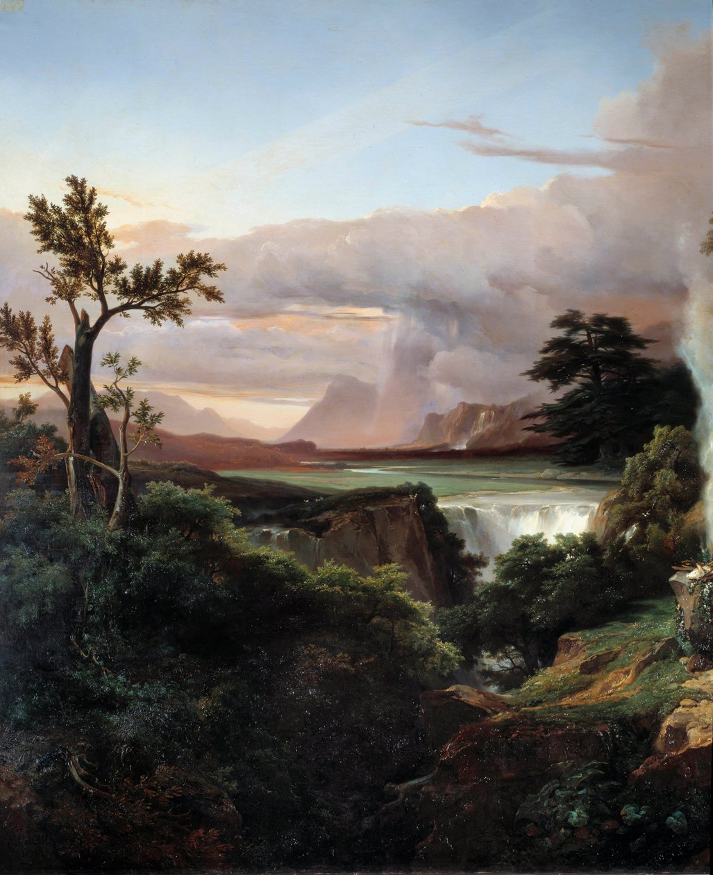 Krajina s vodopádem. Obraz Jean Charles Remond (1795-1875) od Jean Charles Joseph Rémond