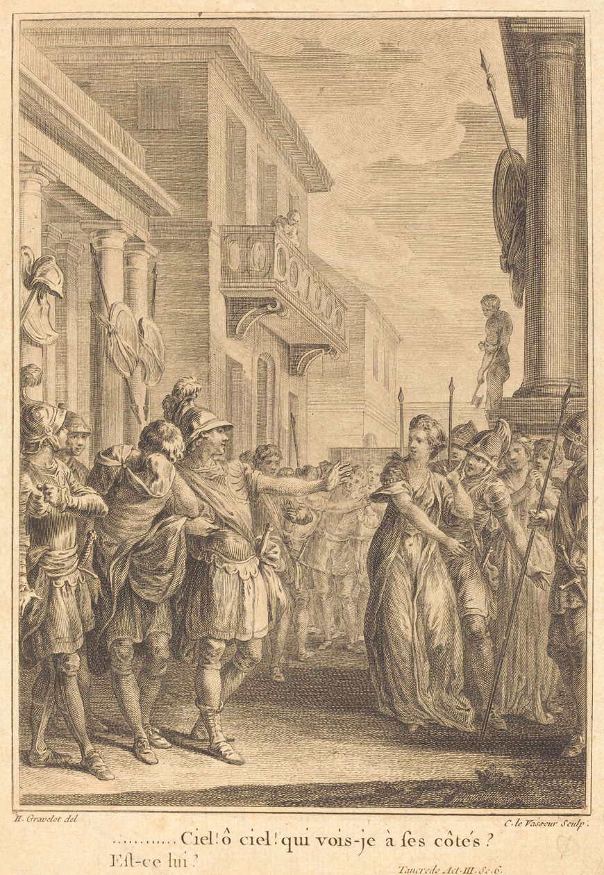 Nebe! oh nebe! koho vidím po jeho boku? od Jean Charles Levasseur after Hubert François Gravelot