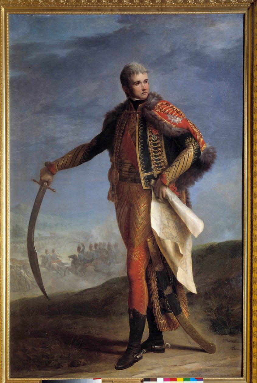 Portrét u nohou Jeana Lannese (1769-1809) vévody z Montebella, marechala empírového malířství Jeana Charlese Nicaise Perrina (1754-1831). 1804-1809. Ztlumit. 2,1x1,4m. - Celovečerní portrét Jeana Lannese (1769-1809) vévody z Montebella, maršála říše. od Jean Charles Nicaise Perrin