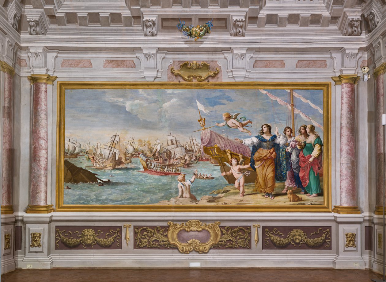 Setkání Marka Antonia a Kleopatry (freska) od Jean & Cialdieri Girolamo (1641 44)) Boulanger