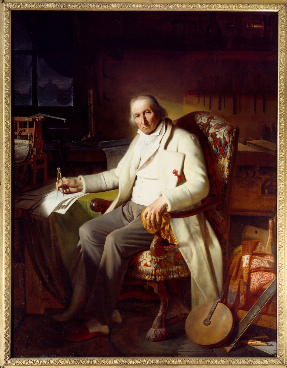Portrét Josepha Marie Jacquarda (1751-1834), vynálezce tkalcovského stroje. Obraz Clauda Bonnefonda (1796-1860) od Jean Claude Bonnefond