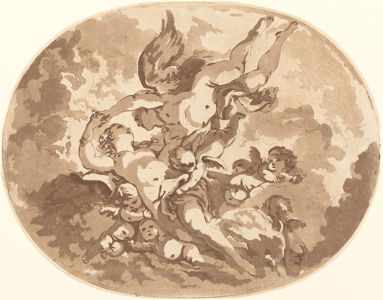 Eros a Psyché od Jean Claude Richard, Abbé de Saint Non after François Boucher