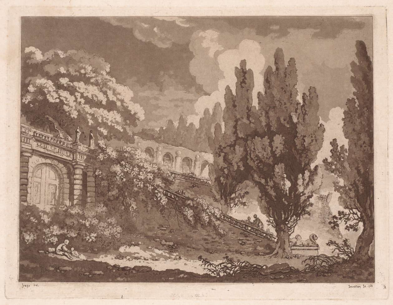 Schody v italské zahradě, 1766. od Jean Claude Richard Saint Non