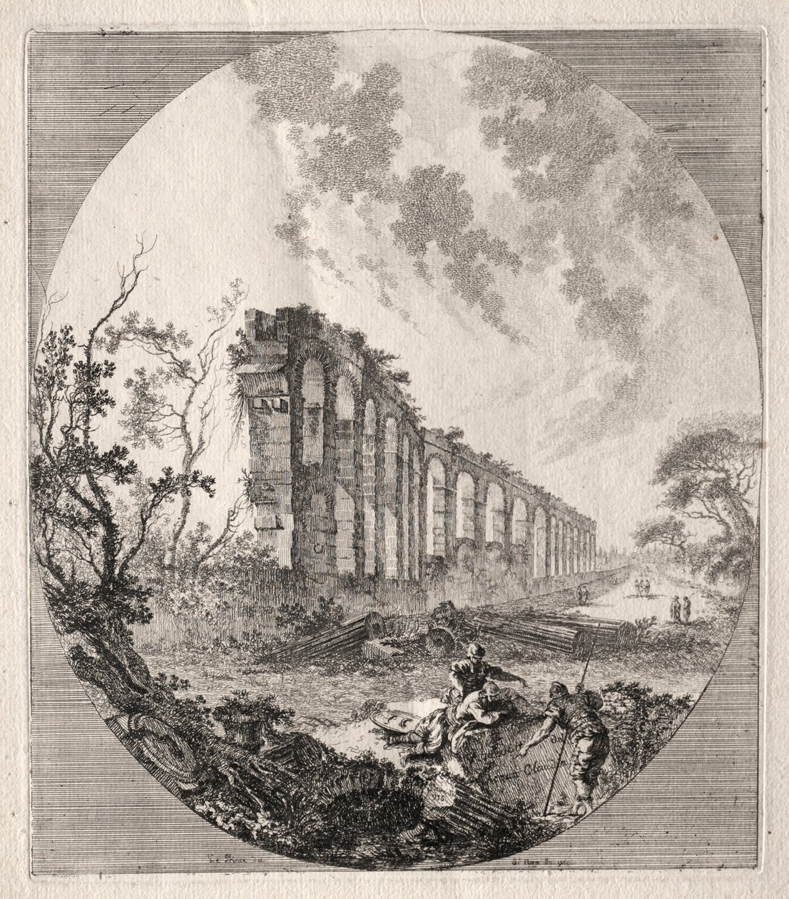 Ancient Ruins: Ancient Aqueduct, 1756. od Jean Claude Richard de Saint Non