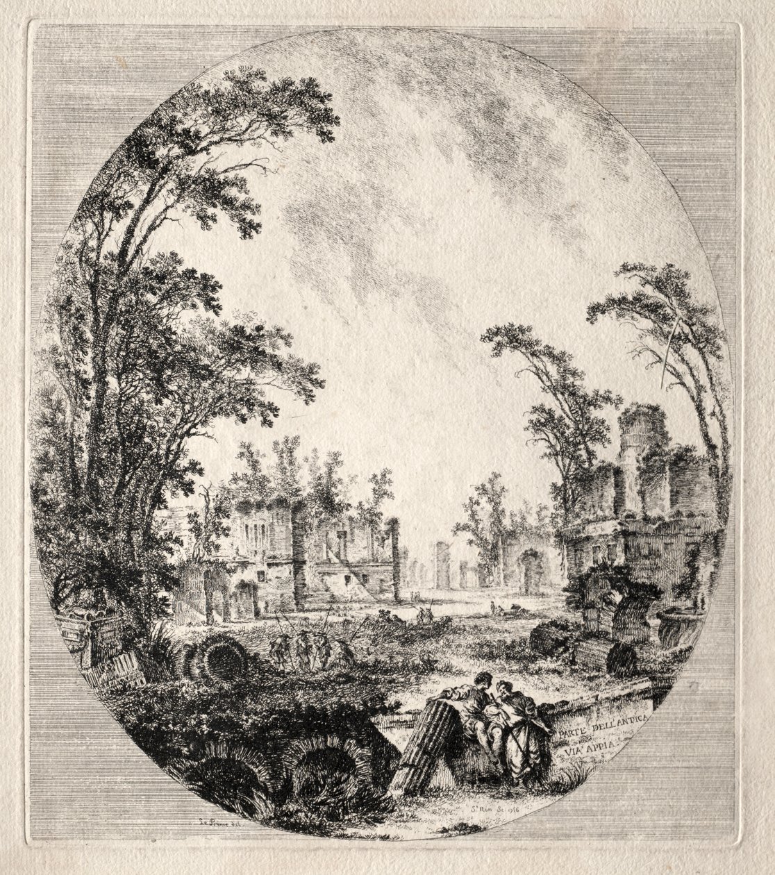 Část staré Appian Way od Jean Claude Richard de Saint Non
