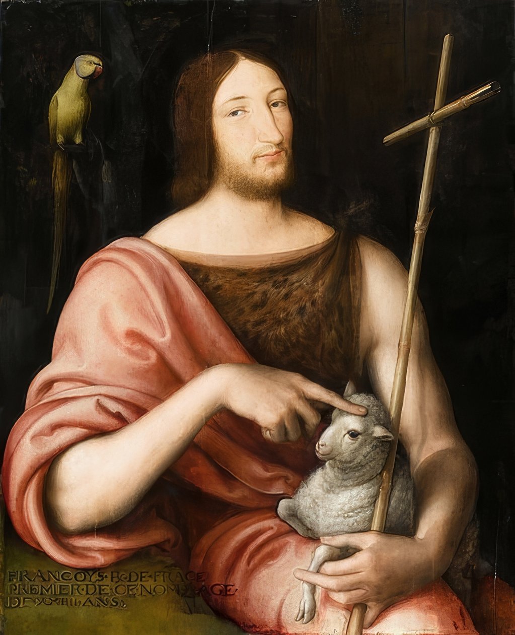 Portrét Františka I. Francouzského (1494-1547) jako svatého Jana Křtitele. 1518 od Jean Clouet