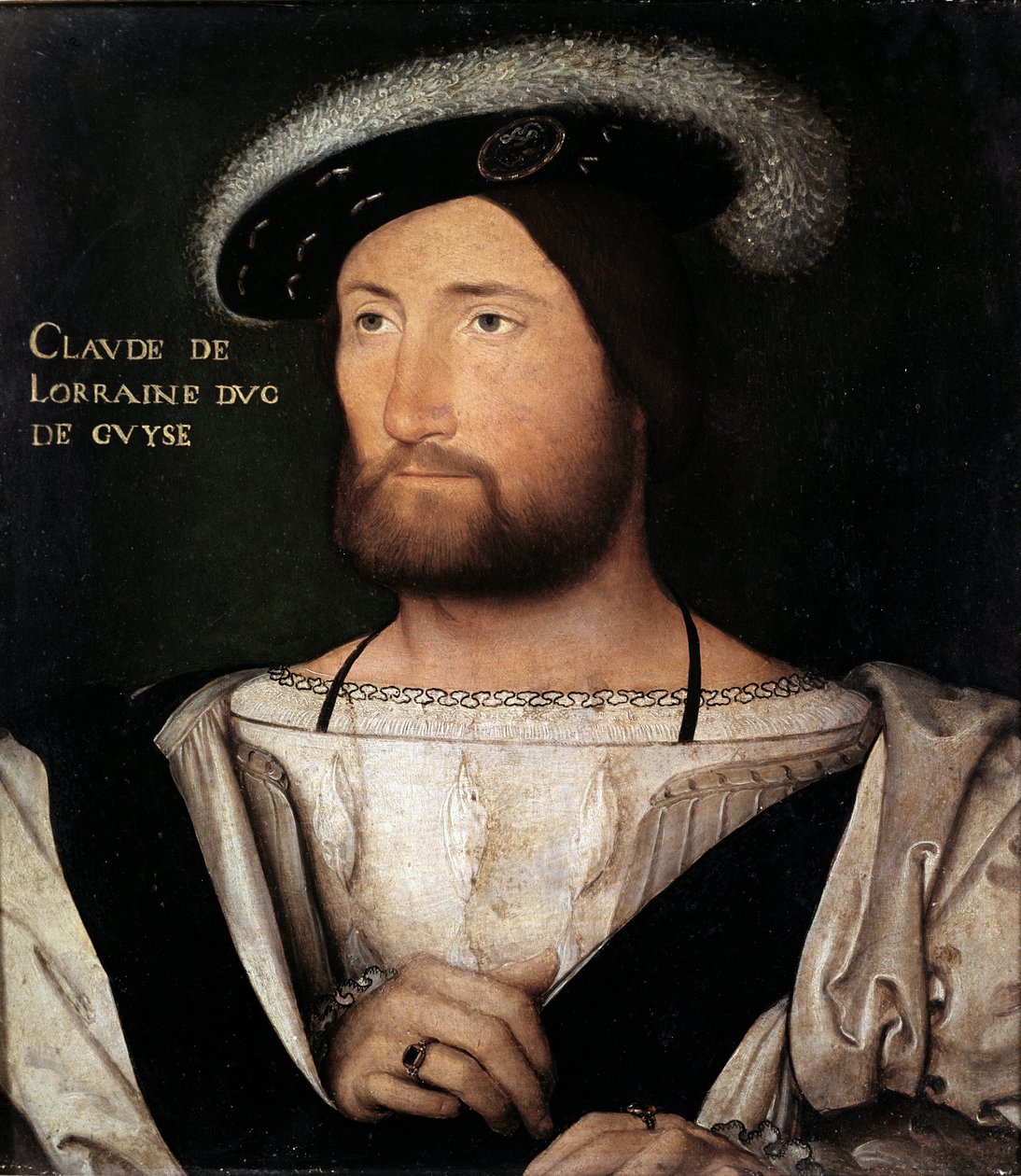 Portrét Clauda de Lorraine, vévody z Guise, obraz Jeana Cloueta, konzervovaný v galerii Palatine v paláci Pitti, Florencie - renesanční umění: Portrét Clauda de Lorraine, vévody z Guise (1496-1550). Obraz Jeana Cloueta (1475-1541), Olej na Wo od Jean Clouet