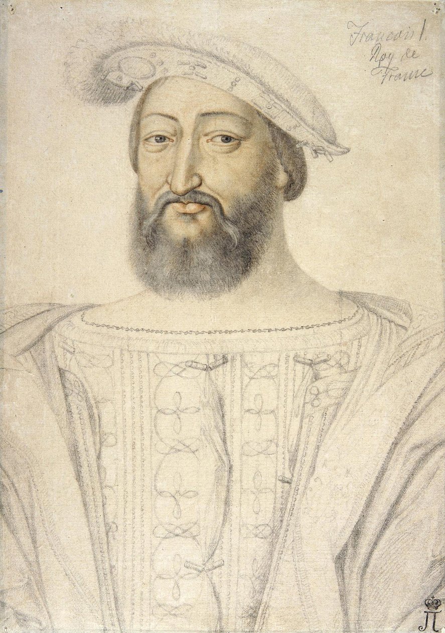 Portrét Františka I. (1494-1547), francouzského krále par Clouet, Jean (asi 1485-1541). Černá křída a sangvinik na papíře, rozměr : 31,6x22,5, první polovina 16. stol., Státní Ermitáž, St. Petersburg od Jean Clouet
