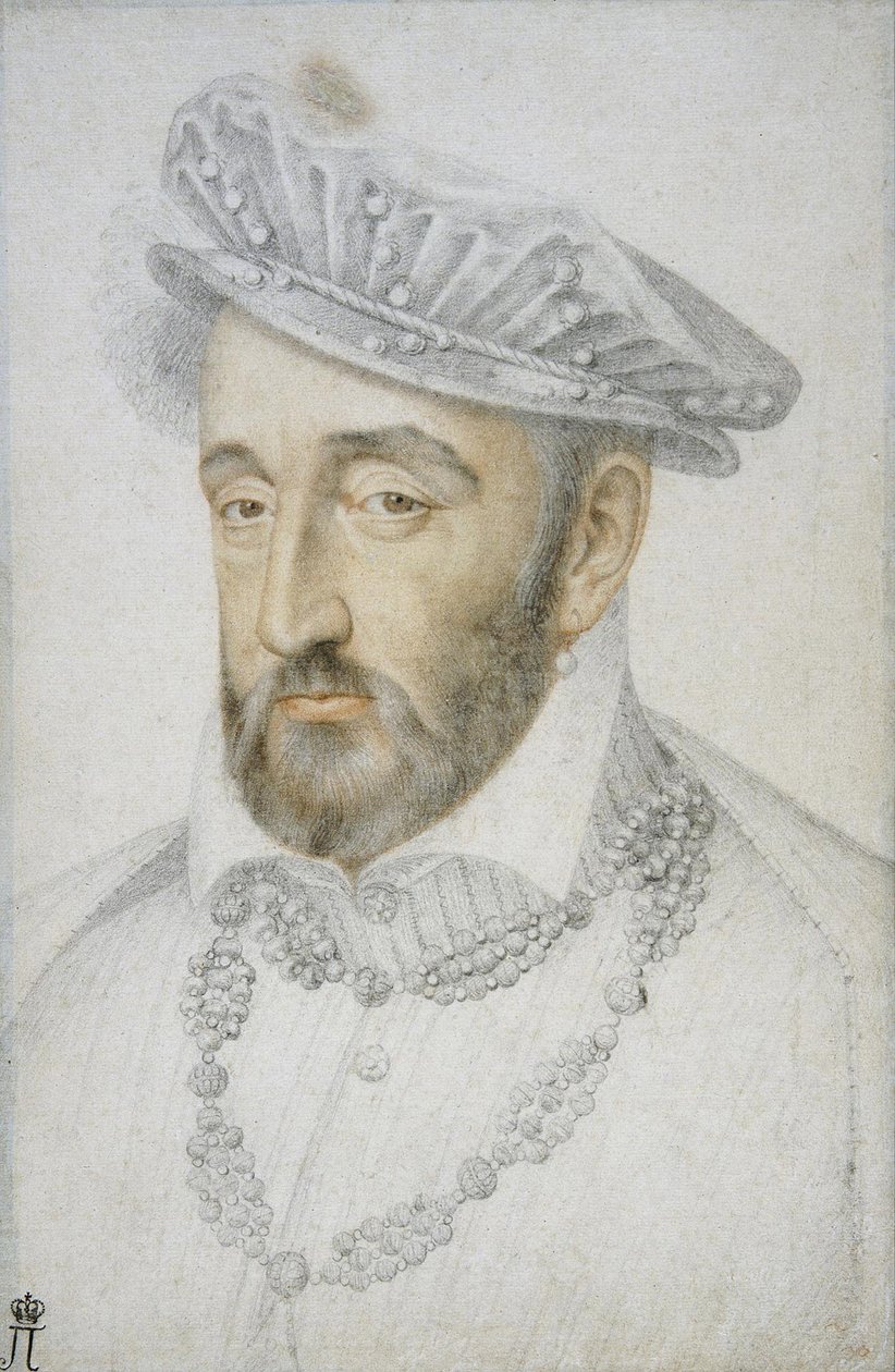 Portrét francouzského krále Jindřicha II. par Clouet, Jean (asi 1485-1541). Černá křída a sangvinik na papíře, rozměr : 33,1x21,8, polovina 16. stol., Státní Ermitáž, St. Petersburg od Jean Clouet