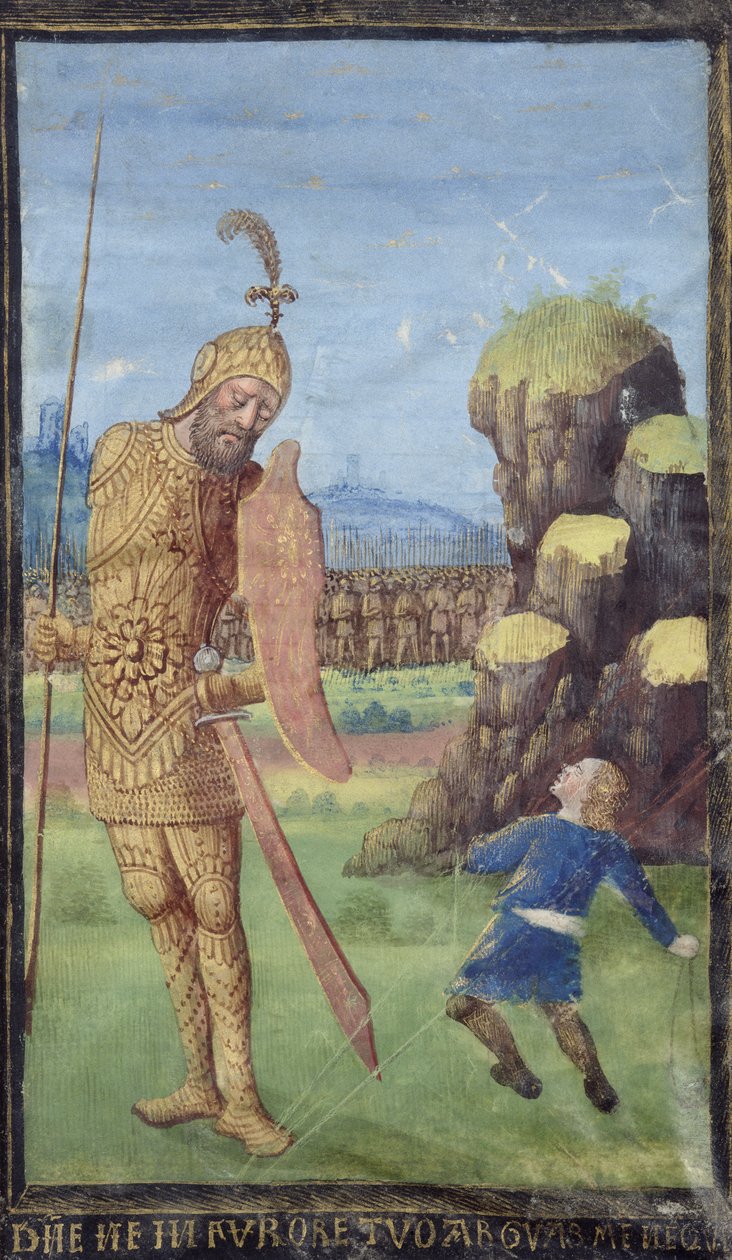David a Goliáš, z Knihy hodin, kolem roku 1470 od Jean Colombe