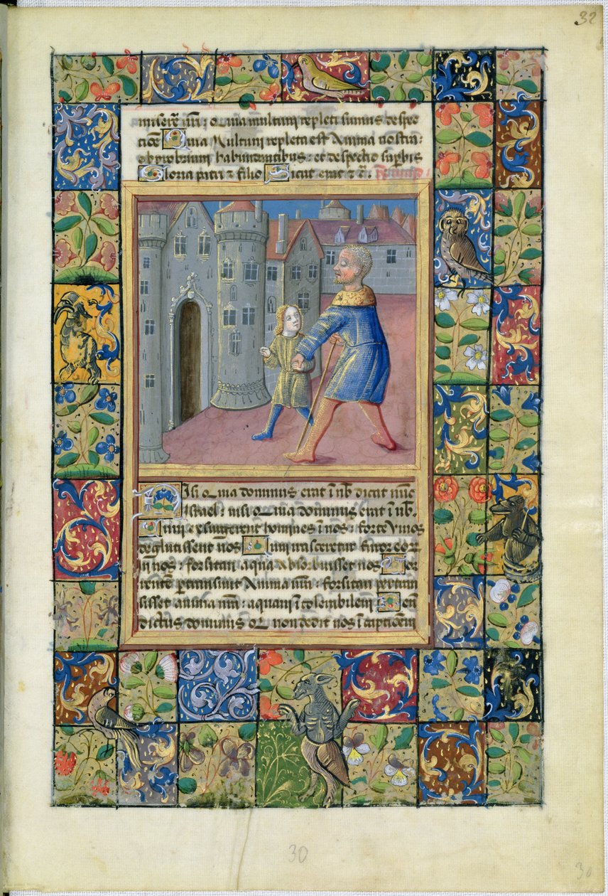 paní Lat. Q.v.I.126 The Healing of the Blind Man, John 9:1-7 from the Hours of Louis dOrleans, 1469 od Jean Colombe