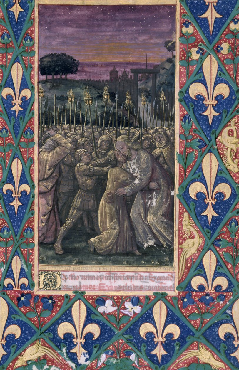 paní Lat. Q.v.I.126 f.100 Jidášův polibek, z „Knihy hodin Ludvíka d