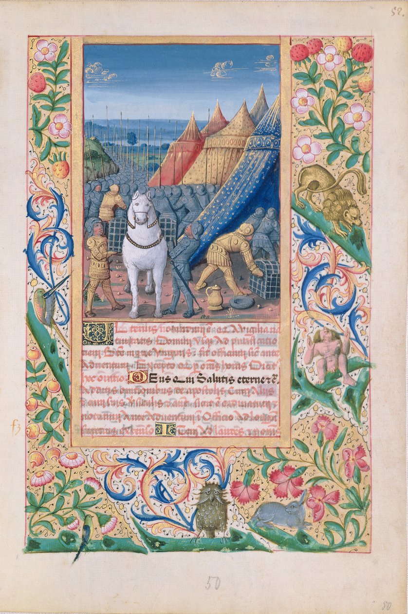 paní Lat. Q.v.I.126 f.52 Asyřané opouštějící svůj tábor v panice, z „Knihy hodin Ludvíka d