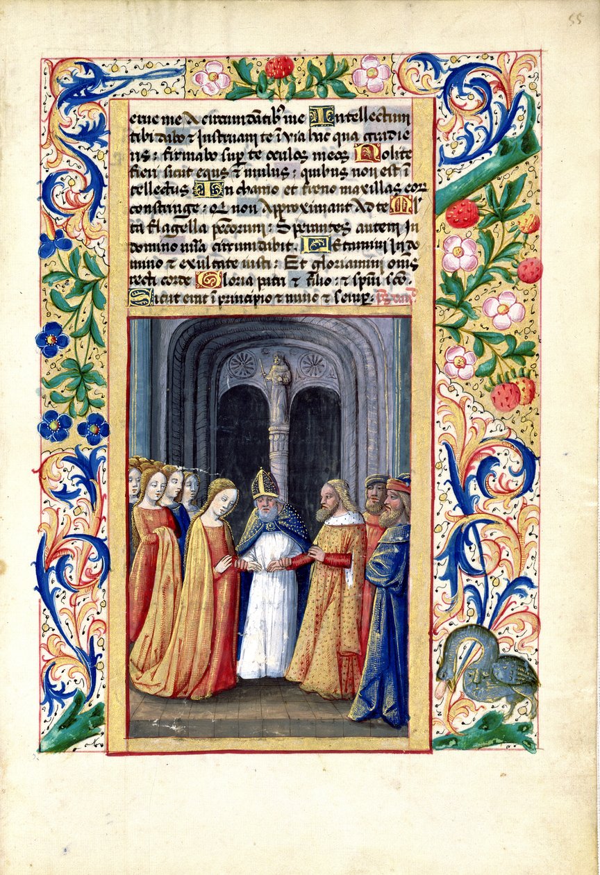 paní Lat. Q.v.I.126 f.55 Svatba Michala a Davida, z „Knihy hodin Ludvíka d