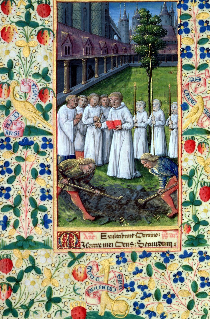 paní Lat. Q.v.I.126 f.80v Pohřeb, z „Knihy hodin Louise d