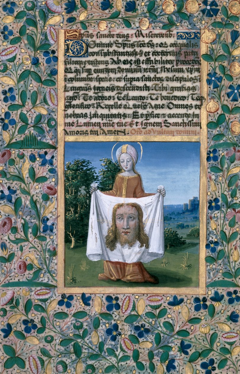 Paní Lat. Q.v.I.126 f.90v Svatá Veronika, z "Knihy hodin Ludvíka d
