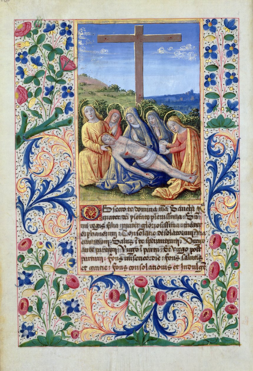 paní Lat. Q.v.I.126 f.91v The Lamentation, from Book of Hours of Louis dOrleans, 1469 od Jean Colombe