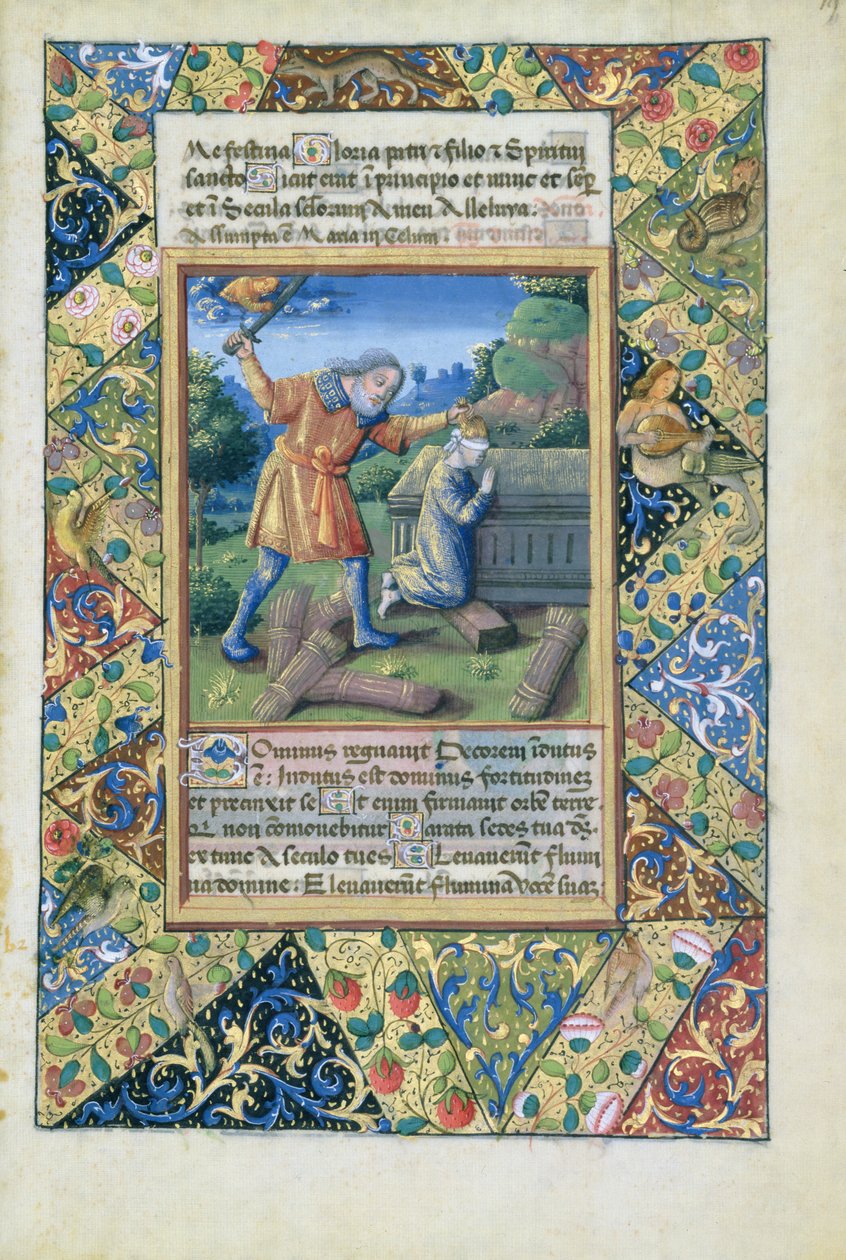 paní Lat. Q.v.I.126 fol.19 Oběť Izáka, z Knihy hodin Louise dOrleans, 1490 od Jean Colombe