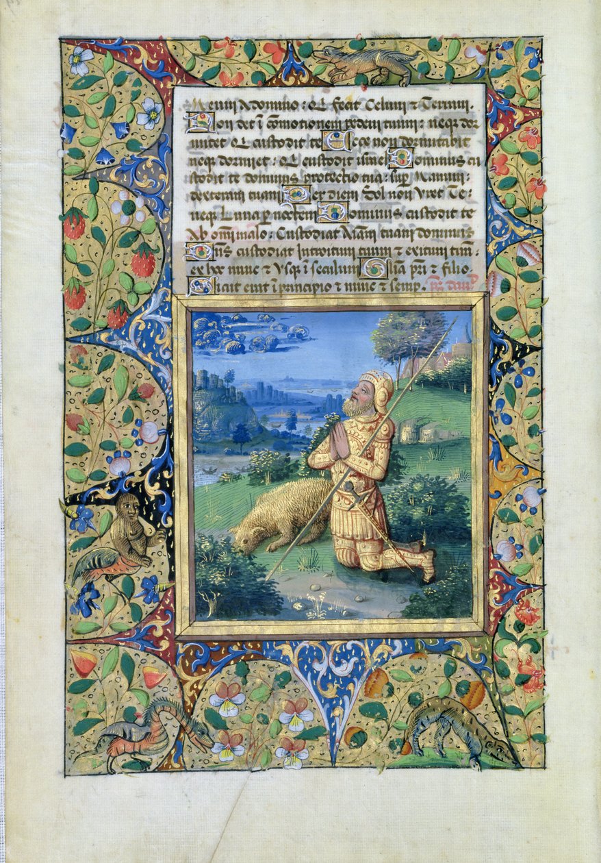 paní Lat. Q.v.I.126 fol. 29v Samuel volá Hospodina, z Knihy hodin Ludvíka dOrleans, 1490 od Jean Colombe