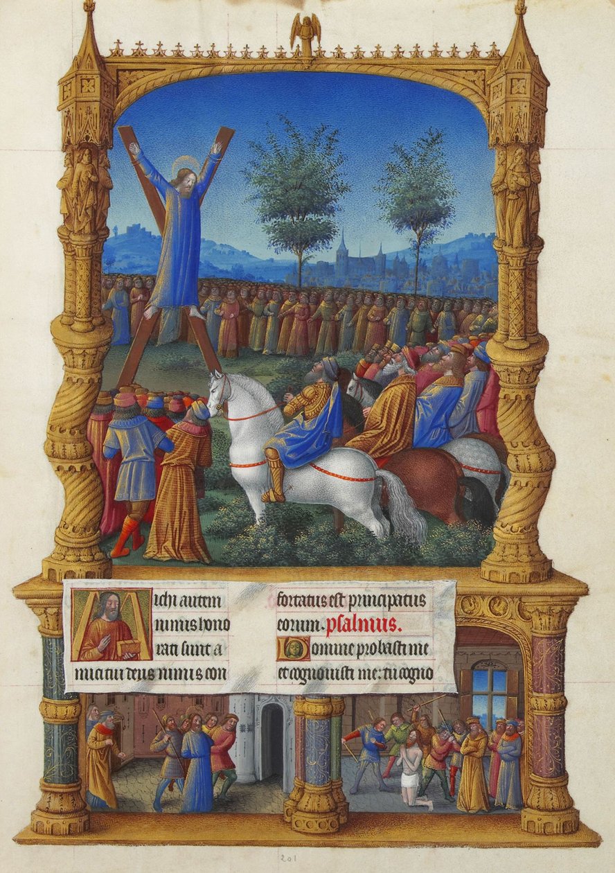 Très Riches Heures du Duc de Berry - Umučení svatého Ondřeje od Jean Colombe
