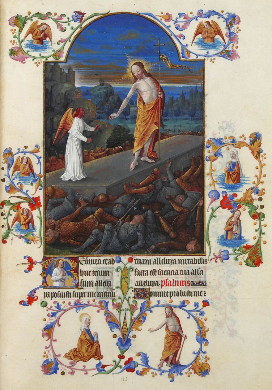 Très Riches Heures du Duc de Berry Folio 182, verso - Vzkříšení Ježíše Krista od Jean Colombe