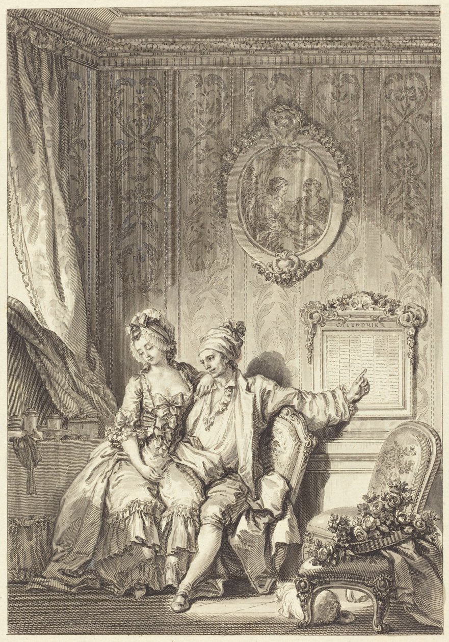 Kalendář Vieillardů od Jean Dambrun after Jean Honoré Fragonard