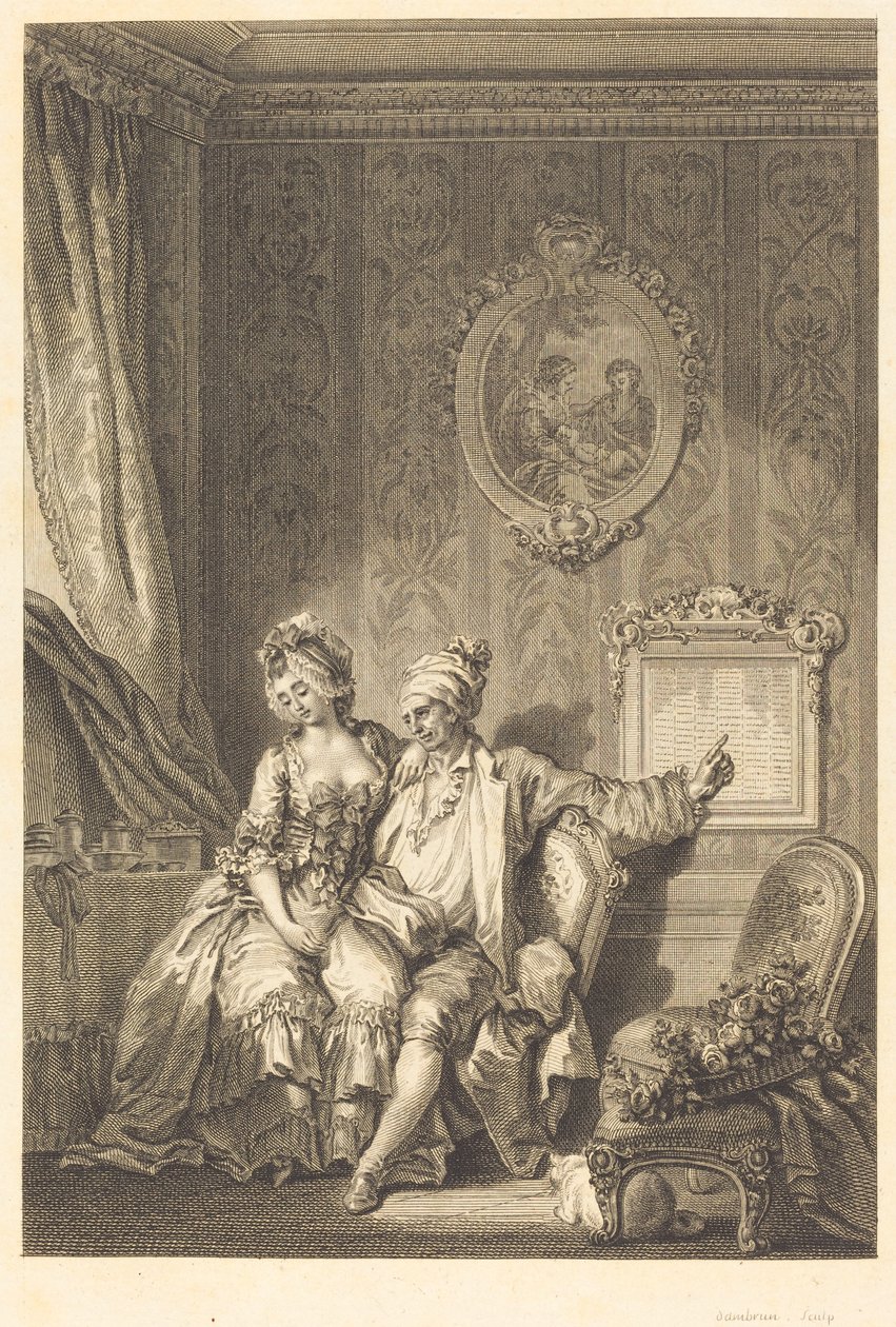 Kalendář Vieillardů od Jean Dambrun after Jean Honoré Fragonard