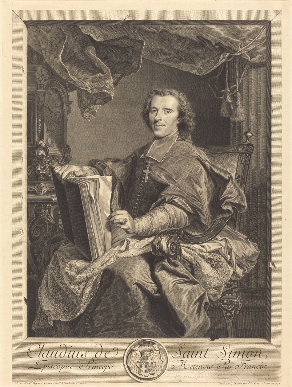Claudius de Saint-Simon, princ-biskup z Metz od Jean Daullé after Hyacinthe Rigaud