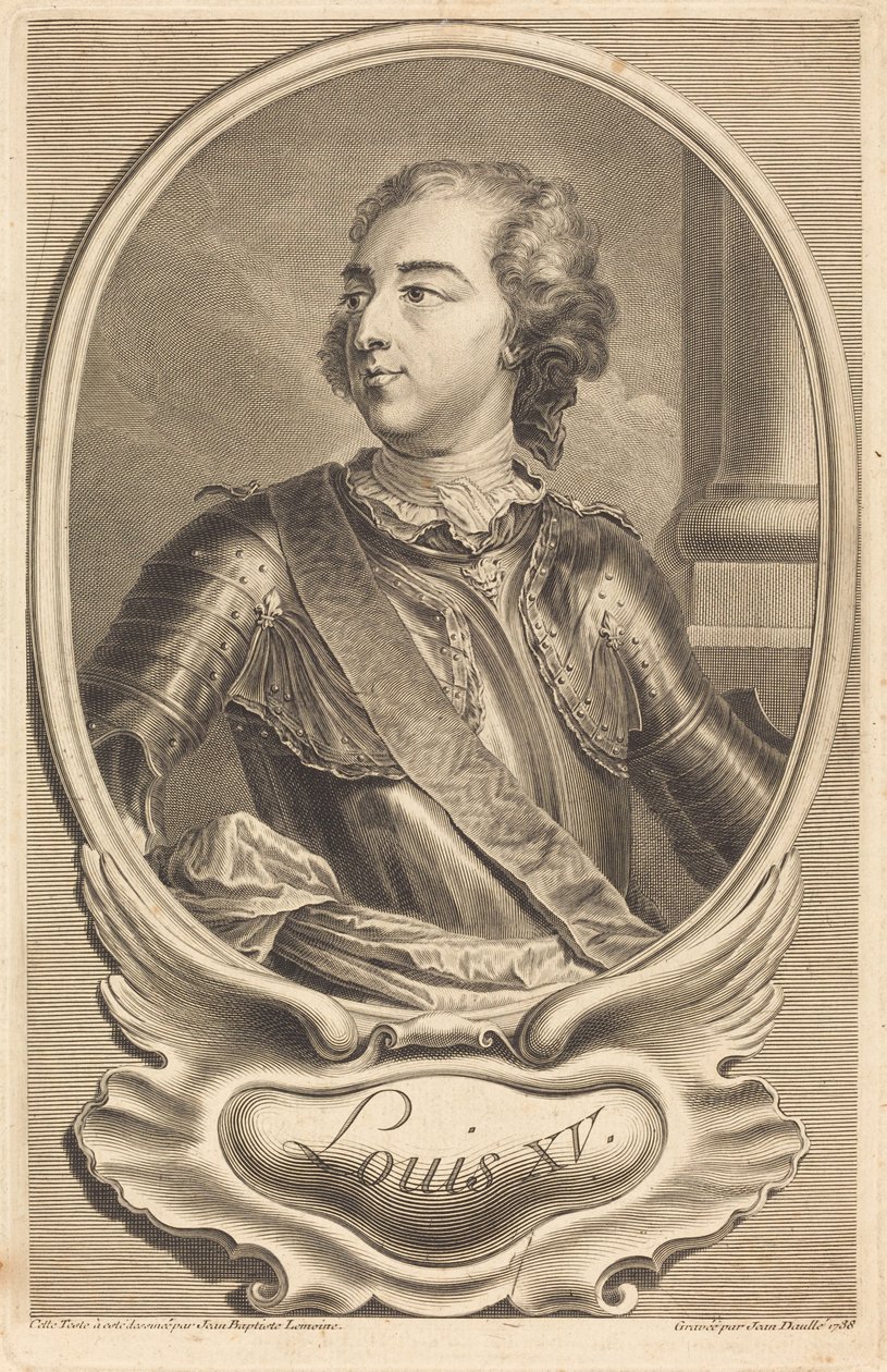Ludvík XV od Jean Daullé after Jean Baptiste Lemoyne II