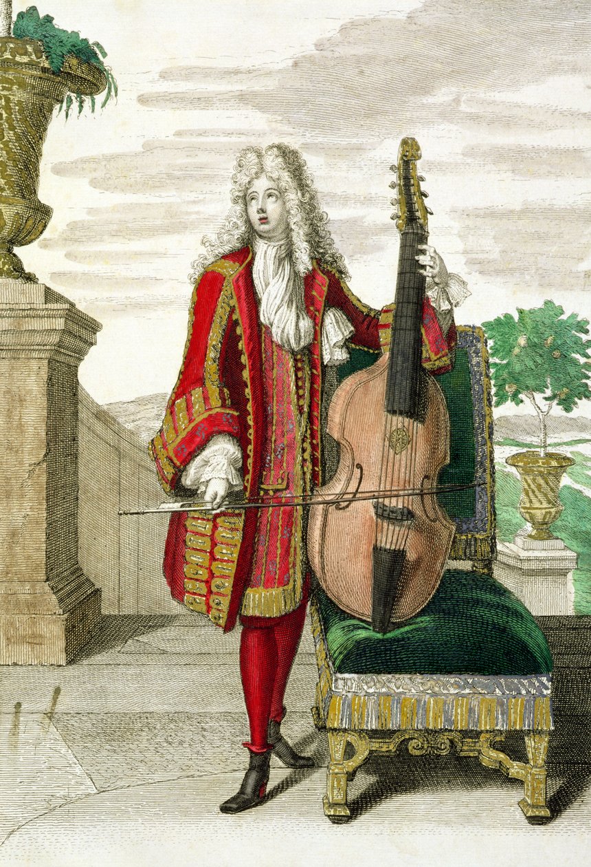Gentleman hrající na violoncello, vydáno kolem 1688-90 od Jean Dieu de Saint Jean